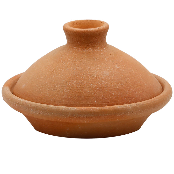 Lille tagine fra Marokko 20 cm, naturlig og uglaseret lavet af traditionelt ler