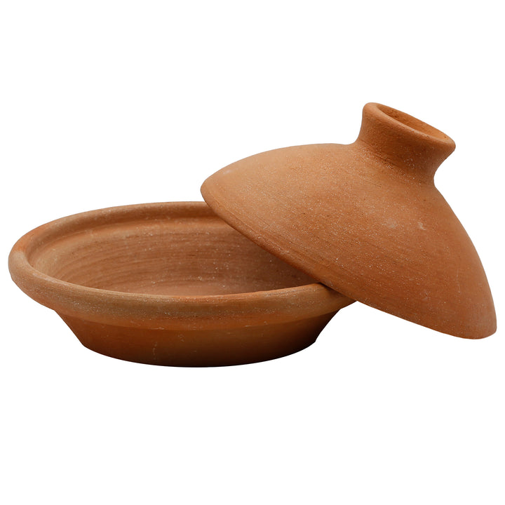 Tagine gryderet 20 cm lavet af naturligt ler og ler, uglaseret som en traditionel grydeske