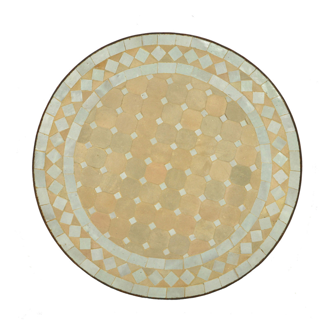 Bord med mosaik ca. 45 cm, hvid terracotta til altan, terrasse eller stue