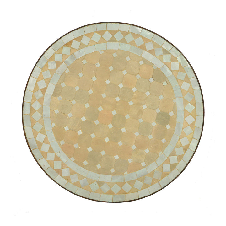 Bord med mosaik ca. 45 cm, hvid terracotta til altan, terrasse eller stue