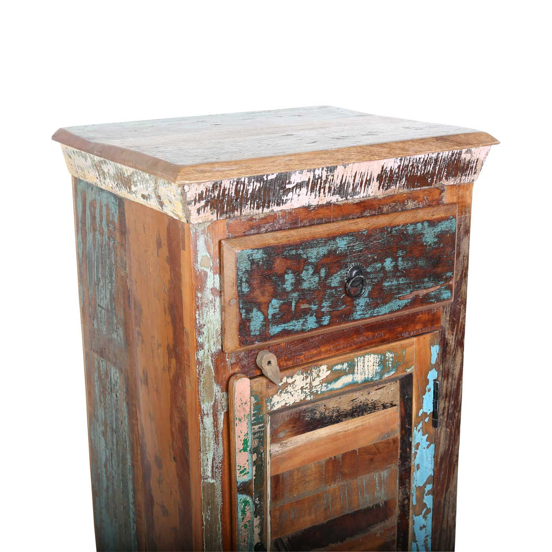 Høj kommode af genvundet træ Shabby Chic