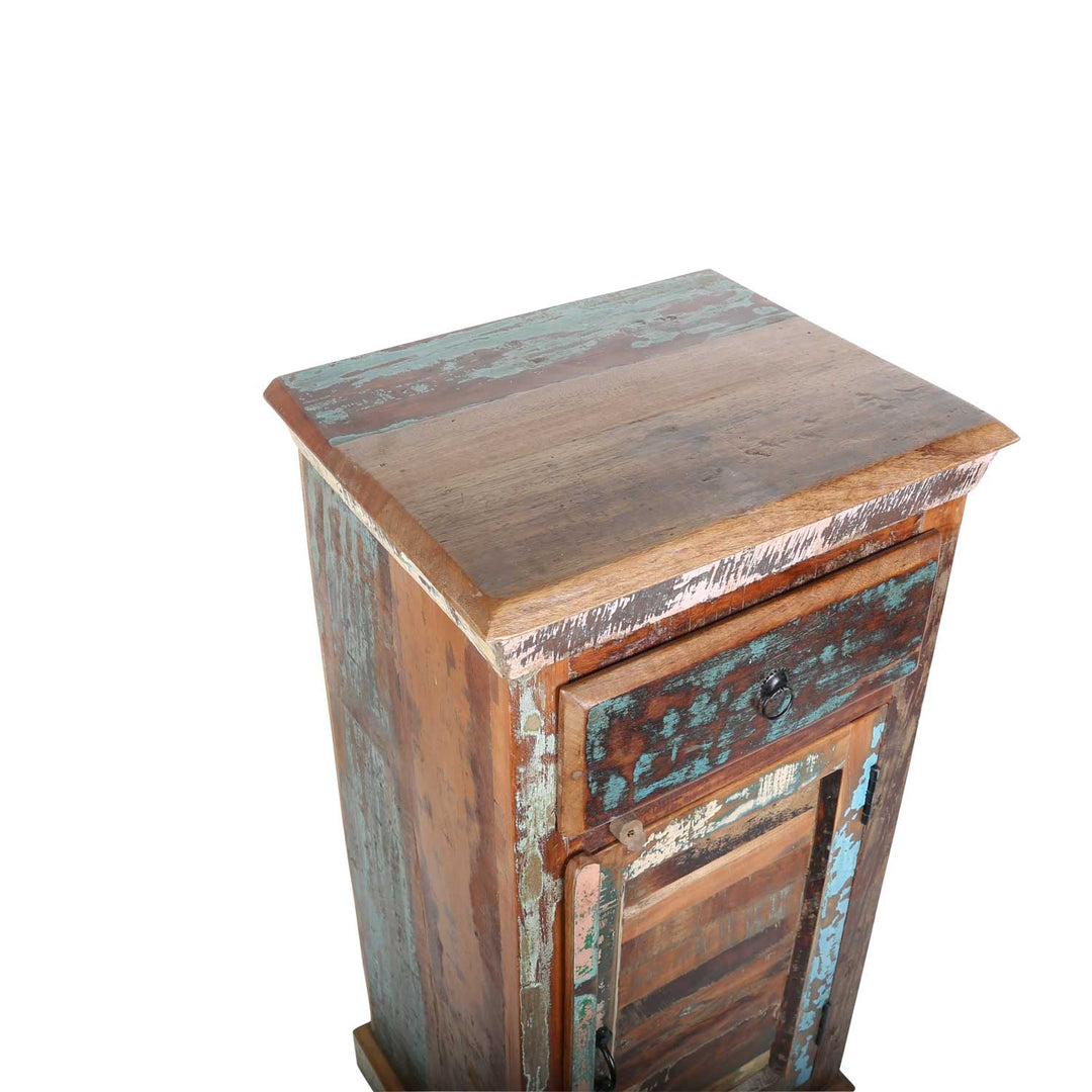 Høj kommode af genvundet træ Shabby Chic