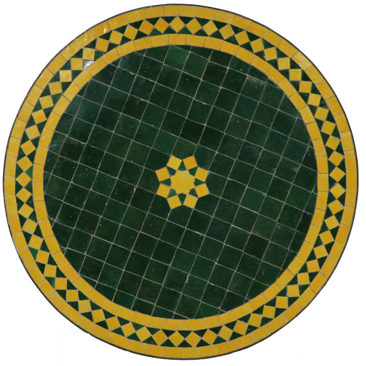 Mosaikbord ca. 60 cm i grøn-gul med marokkansk zellige mønster