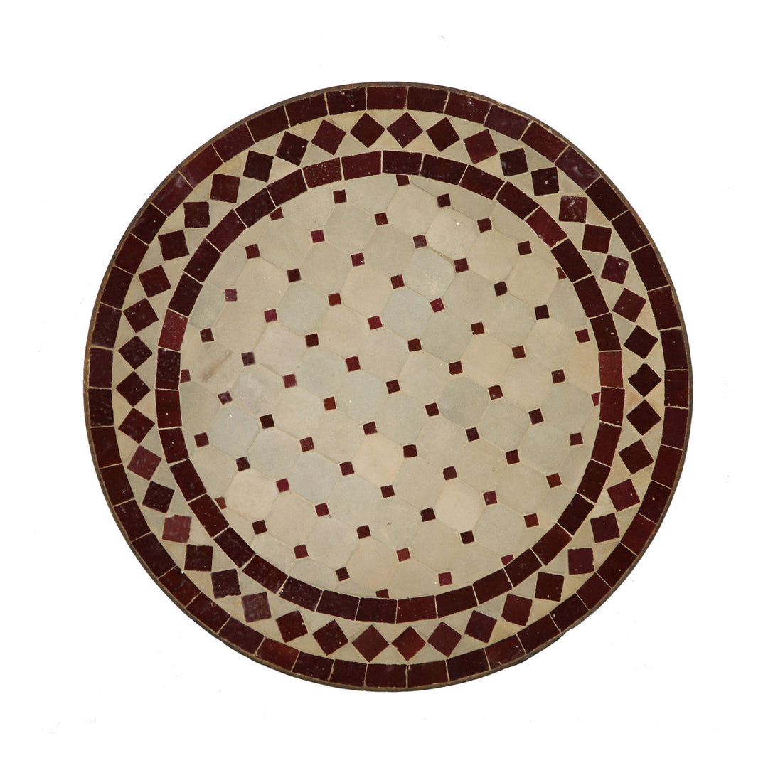 Smalt sidebord 45 cm med Zellige mosaik, rundt og håndlavet til stue eller altan