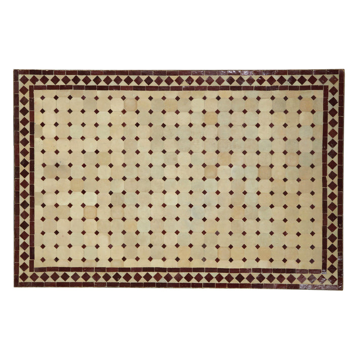 Spisebord 120x80 cm mosaikbord med Zellige fliser i Bordeaux terracotta - håndlavet
