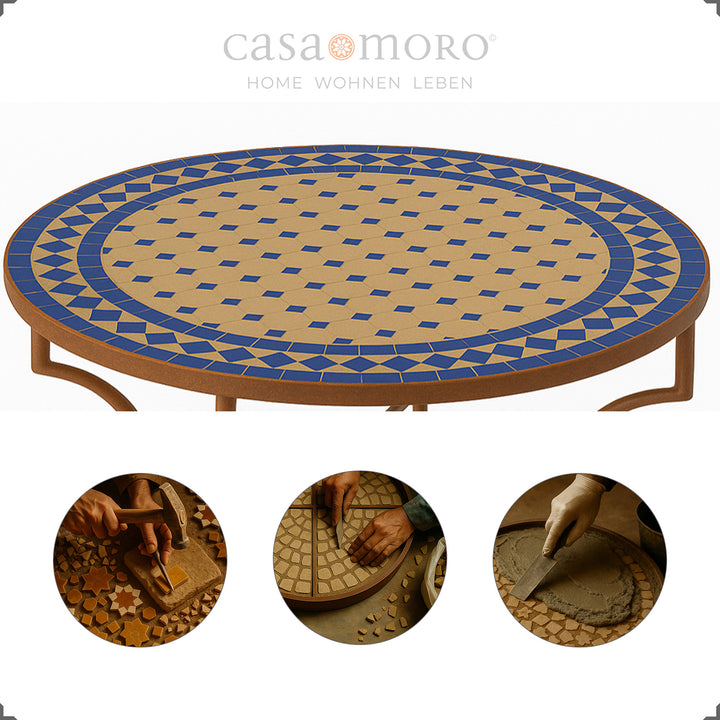 Mosaikbord 120 cm rundt til terrasse & have
