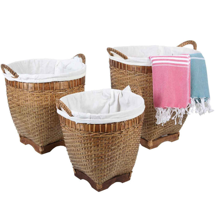 Rattan Wäschekorb Lea mit Henkel