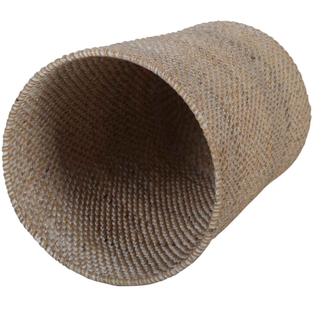 Papirkurv lavet af rattan Nila White Wash