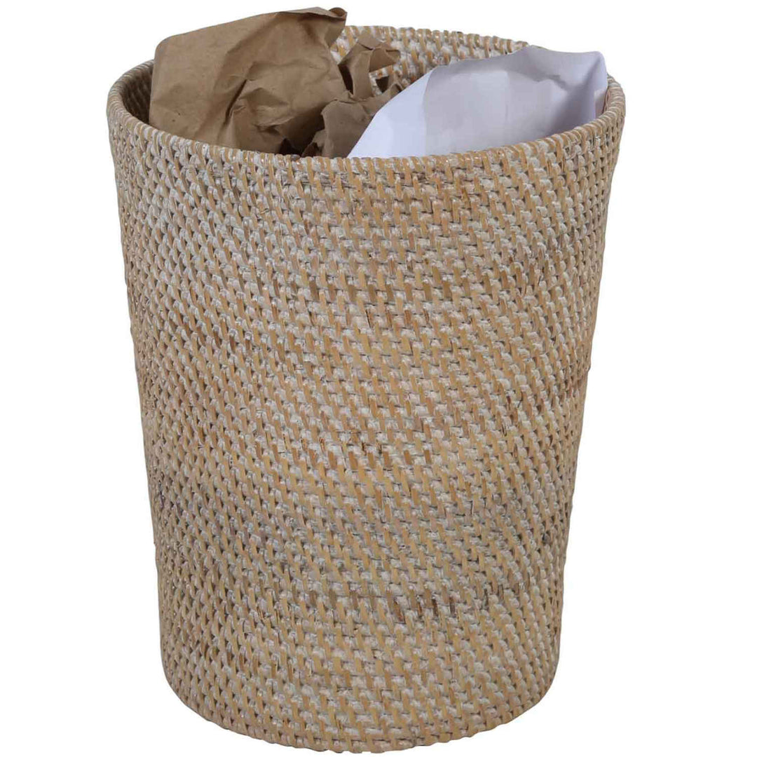Papirkurv lavet af rattan Nila White Wash