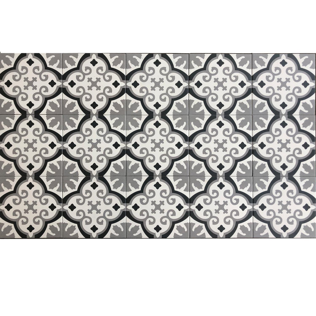 Marokkanske fliser 20x20 cm – grå sort