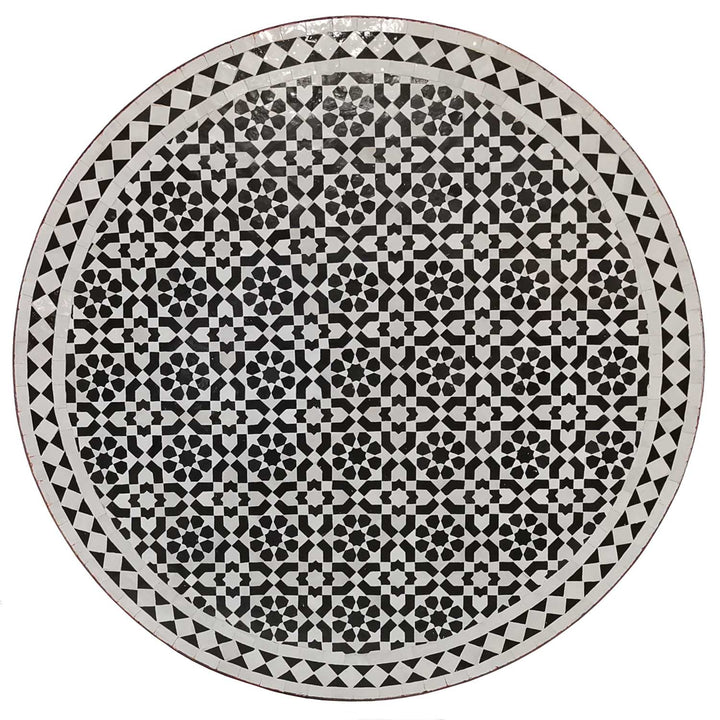 Mosaikbord D100 sort/hvid glaseret