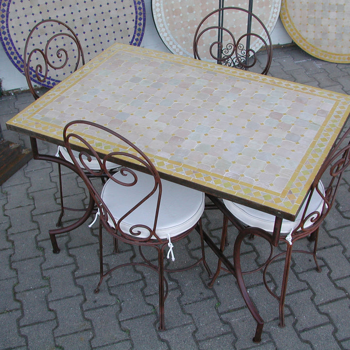Mosaik spisebord 120x80 gul/diamant