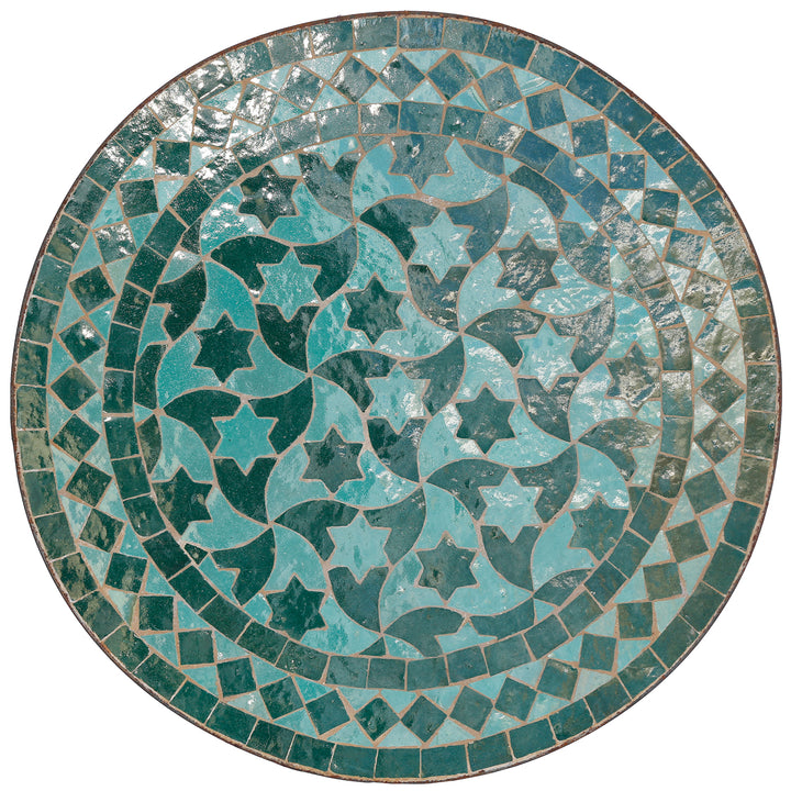 Lille sidebord 45 cm med grøn mosaik i form af en stjerne - traditionelt fremstillet i Marokko