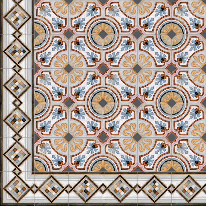 Orientalsk hjørnekant 20×20 cm – flisekant af porcelænsstentøj