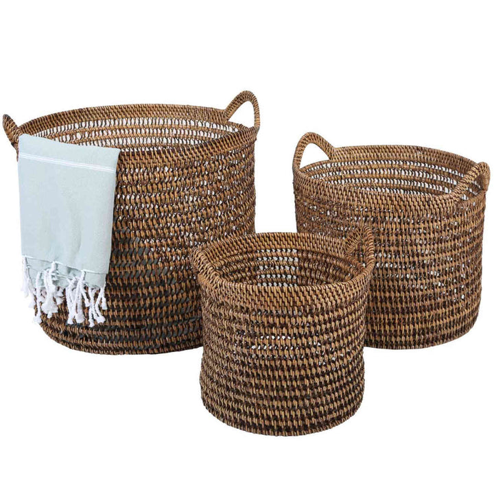 Rattan kurv Eda brun med hank