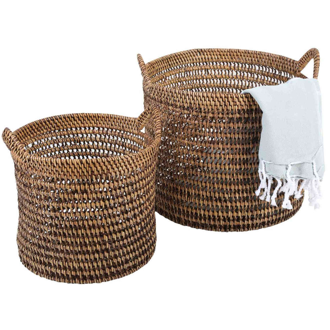 Rattan kurv Eda brun med hank