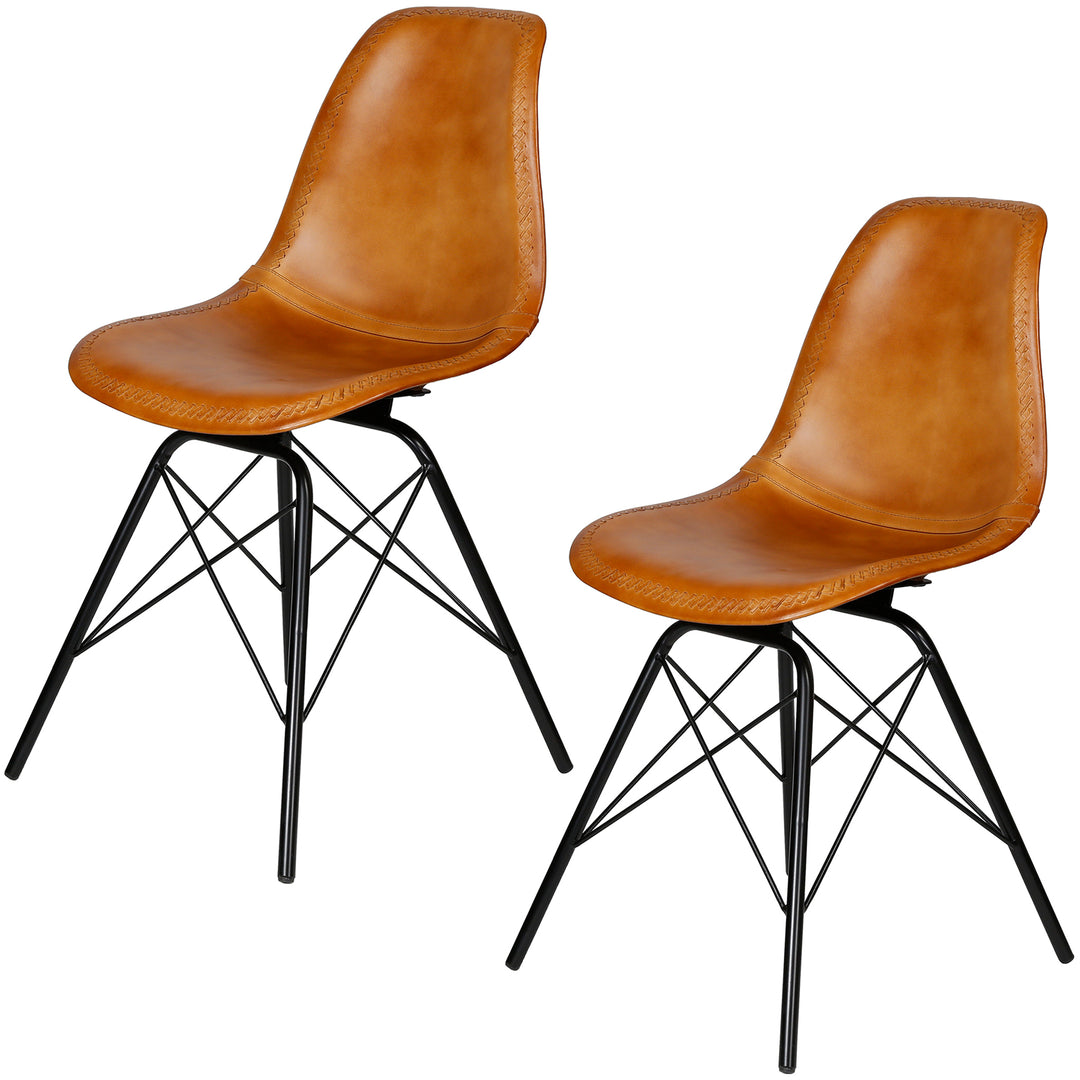 Spisestuestol læder cognac