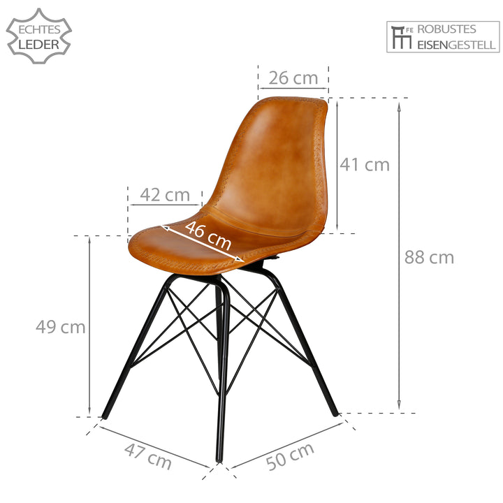 Spisestuestol læder cognac