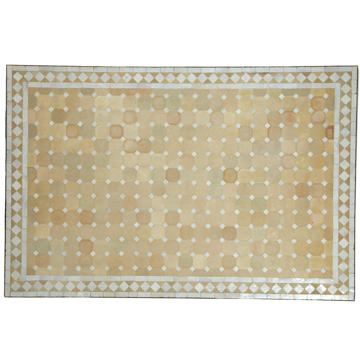 Terrassebord 120x80 cm med håndlavet Zellige mosaik i hvid terracotta