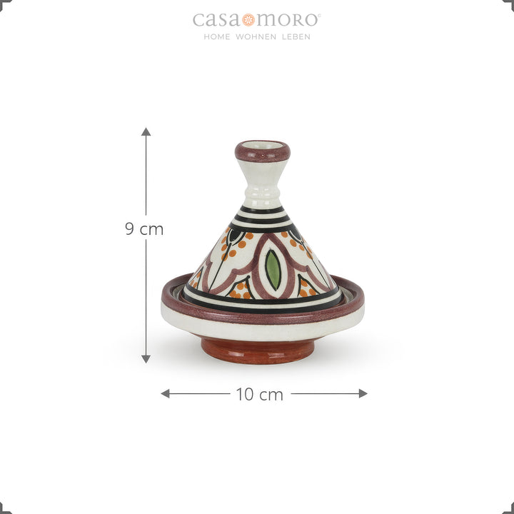 Spice tagine lavet af ler, håndmalet keramik med en højde på 9 cm og en diameter på 10 cm