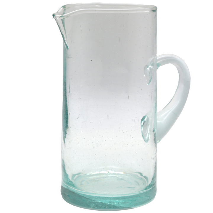 Karaffel af gennemsigtigt glas med hank - mundblæst og individuel