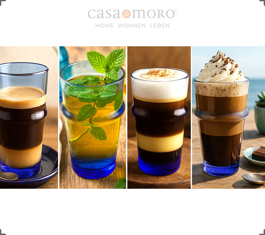 atte Macchiato glas i sæt af 4, lavet af genbrugsglas, ideelle til varme eller kolde drikke