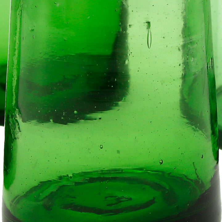 Sæt med 4 grønne glas til long drinks - håndlavet og udtryksfuldt
