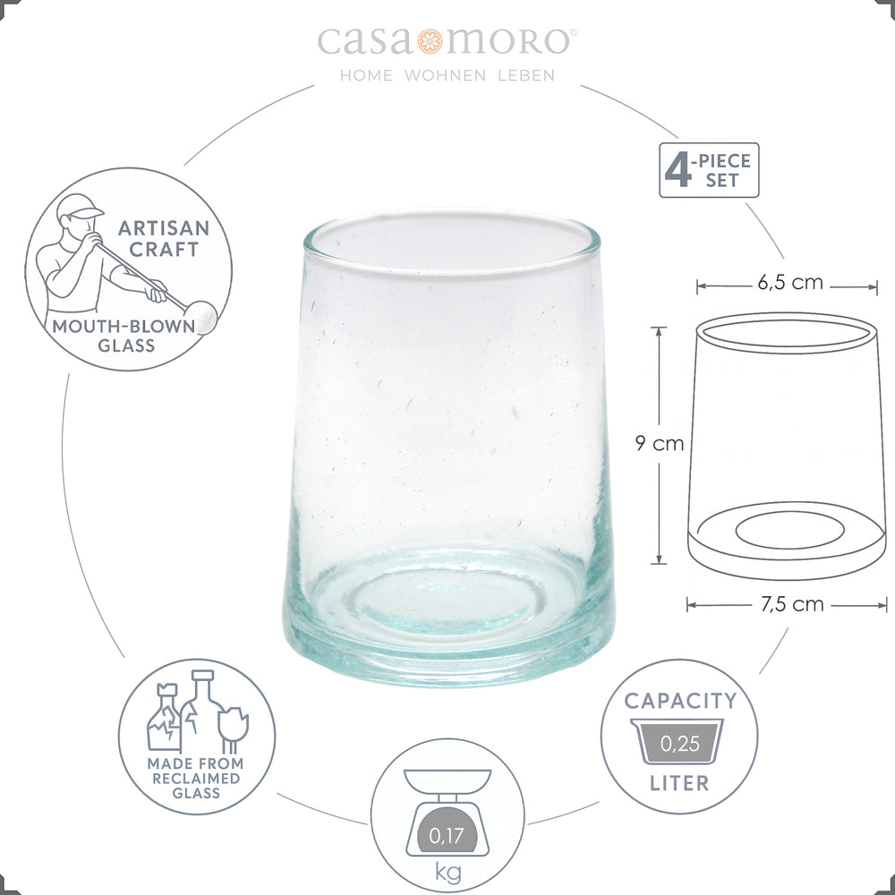 Long drink glas i klassisk stil - lavet af klart glas med fine luftlommer
