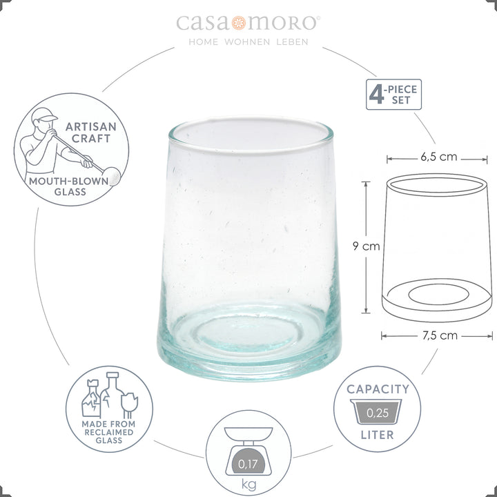Long drink glas i klassisk stil - lavet af klart glas med fine luftlommer