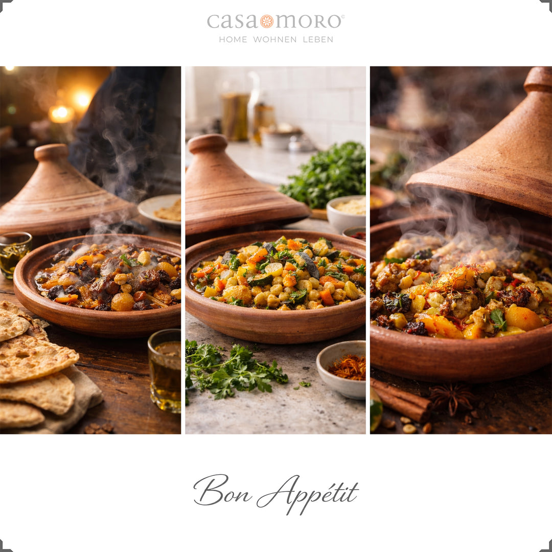 Marokkansk tagine 25 cm ved tilberedning, aromatisk krydderiblanding til lam, fisk eller vegetar