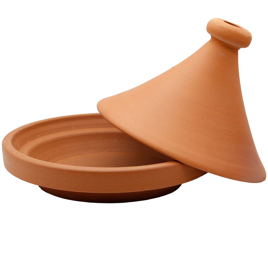 Tajine gryde fra Marokko 30 cm med afmonteret låg, naturlig og uglaseret