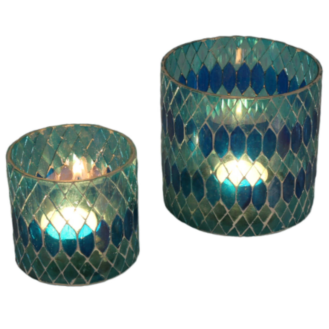 Marokkansk mosaiklanterne Rayan lyseblå