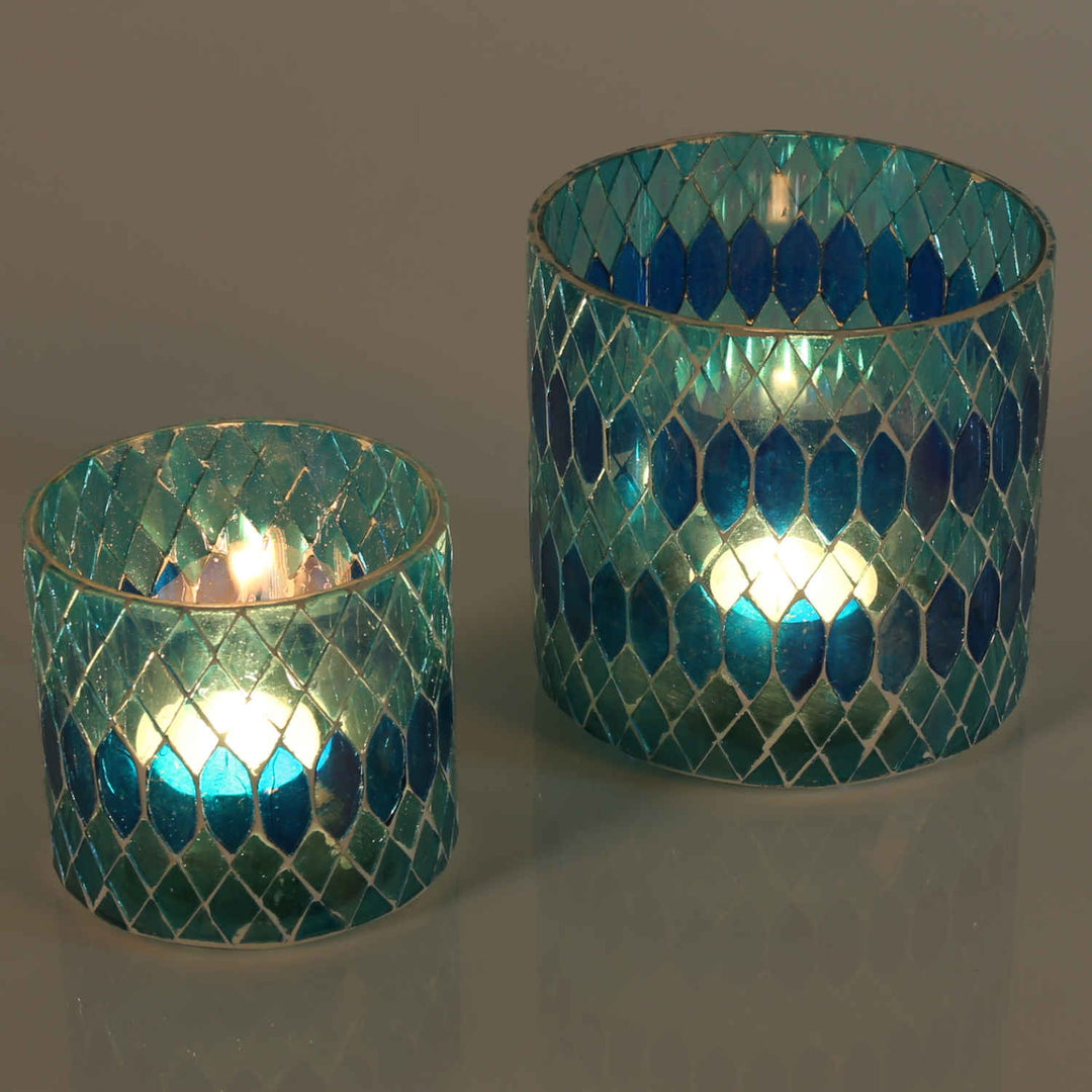 Marokkansk mosaiklanterne Rayan lyseblå