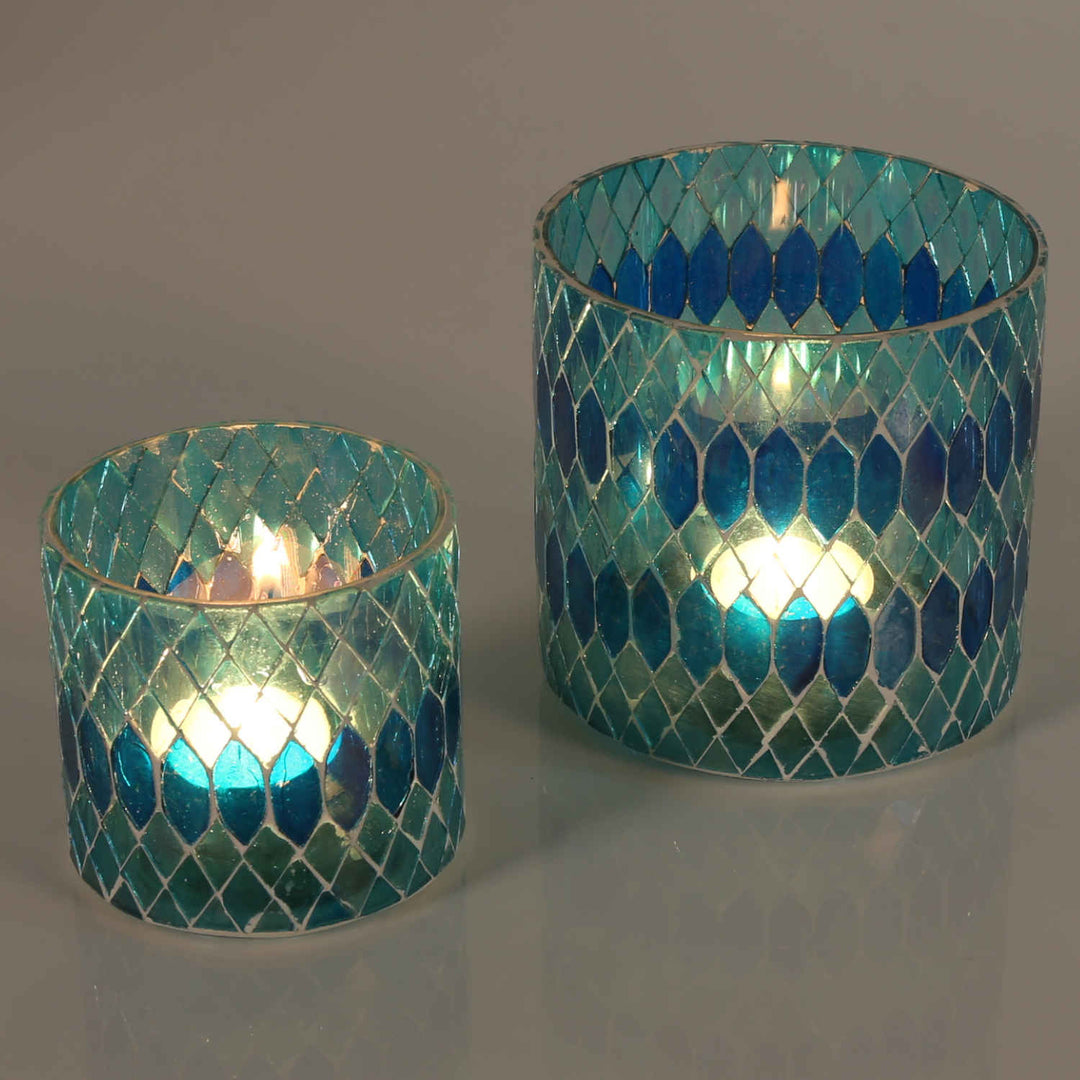 Marokkansk mosaiklanterne Rayan lyseblå