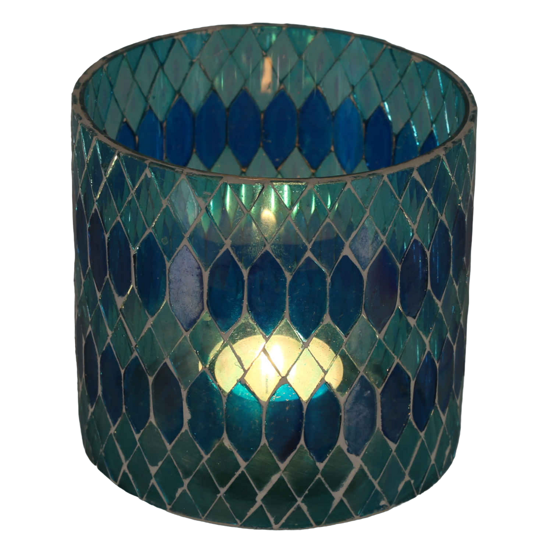 Marokkansk mosaiklanterne Rayan lyseblå
