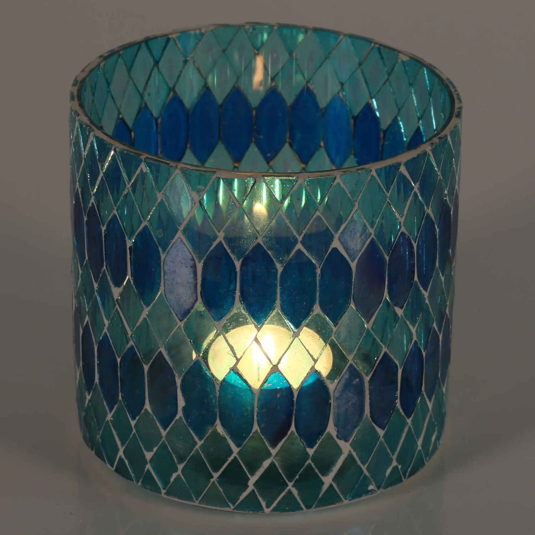 Marokkansk mosaiklanterne Rayan lyseblå