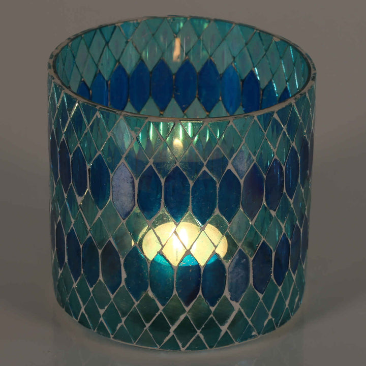 Marokkansk mosaiklanterne Rayan lyseblå