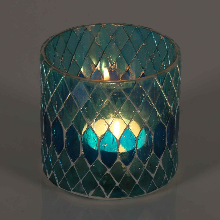 Marokkansk mosaiklanterne Rayan lyseblå