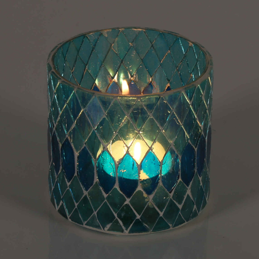Marokkansk mosaiklanterne Rayan lyseblå
