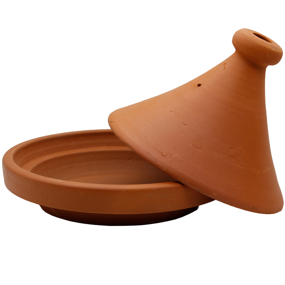 Tagine fra Marokko 25 cm med afmonteret låg, uglaseret og naturlig