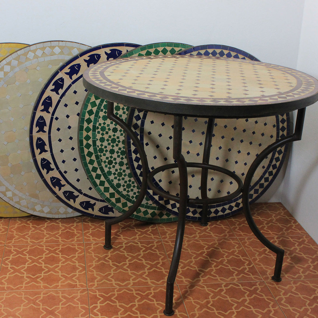 Mosaikbord D80 sort/hvid glaseret