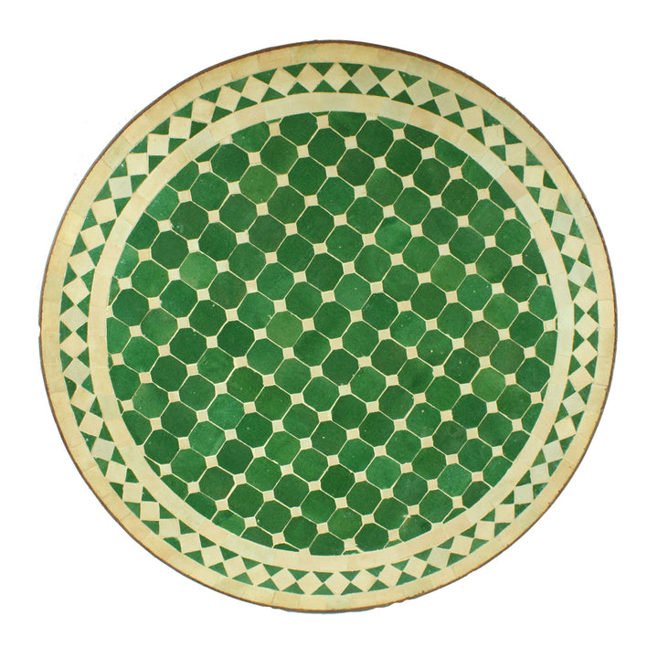 Mosaikbord fra Marokko - Rundt - Grøn hvidglaseret - M60-30