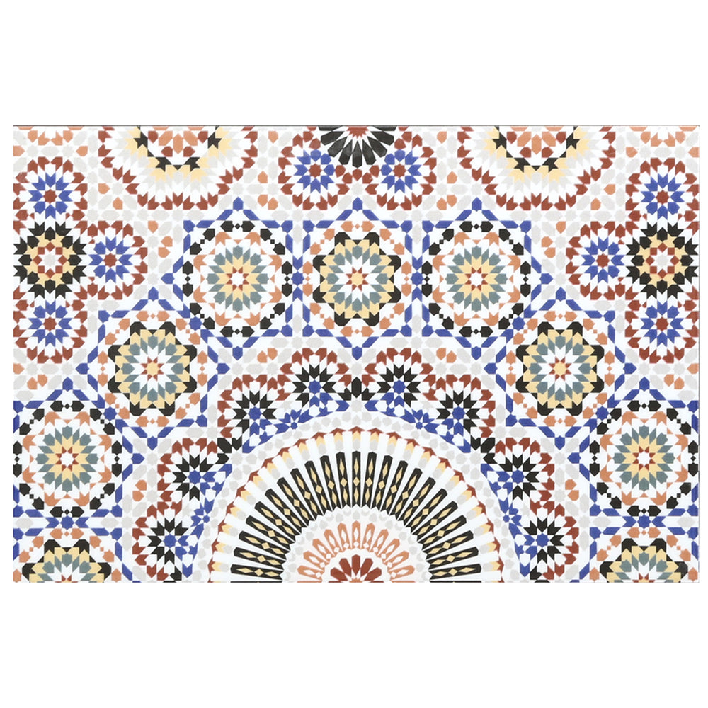 Detaljeprøveflise af en keramisk vægflise 40x25 cm i orientalsk design, flerfarvet