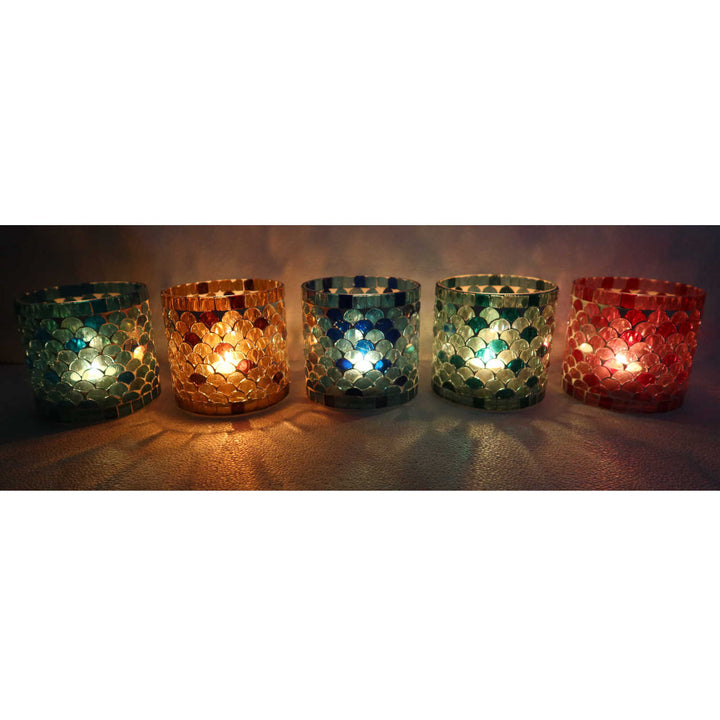 Orientalsk mosaiklanterne Athens M sæt med 5 stk