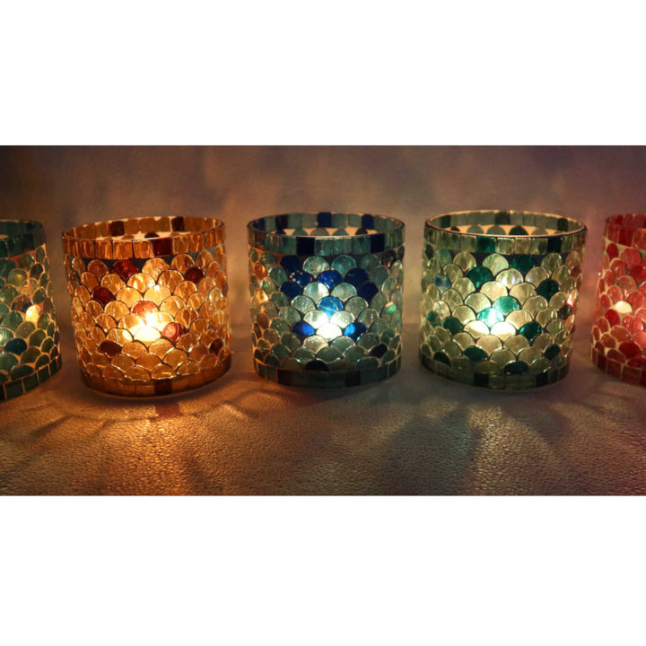 Orientalsk mosaiklanterne Athens M sæt med 5 stk