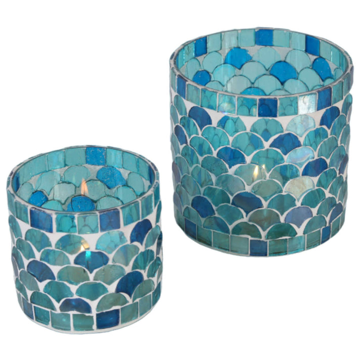 Marokkansk mosaiklanterne Rayan lyseblå
