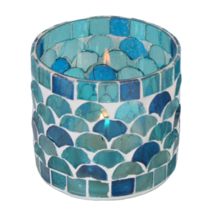 Marokkansk mosaiklanterne Rayan lyseblå