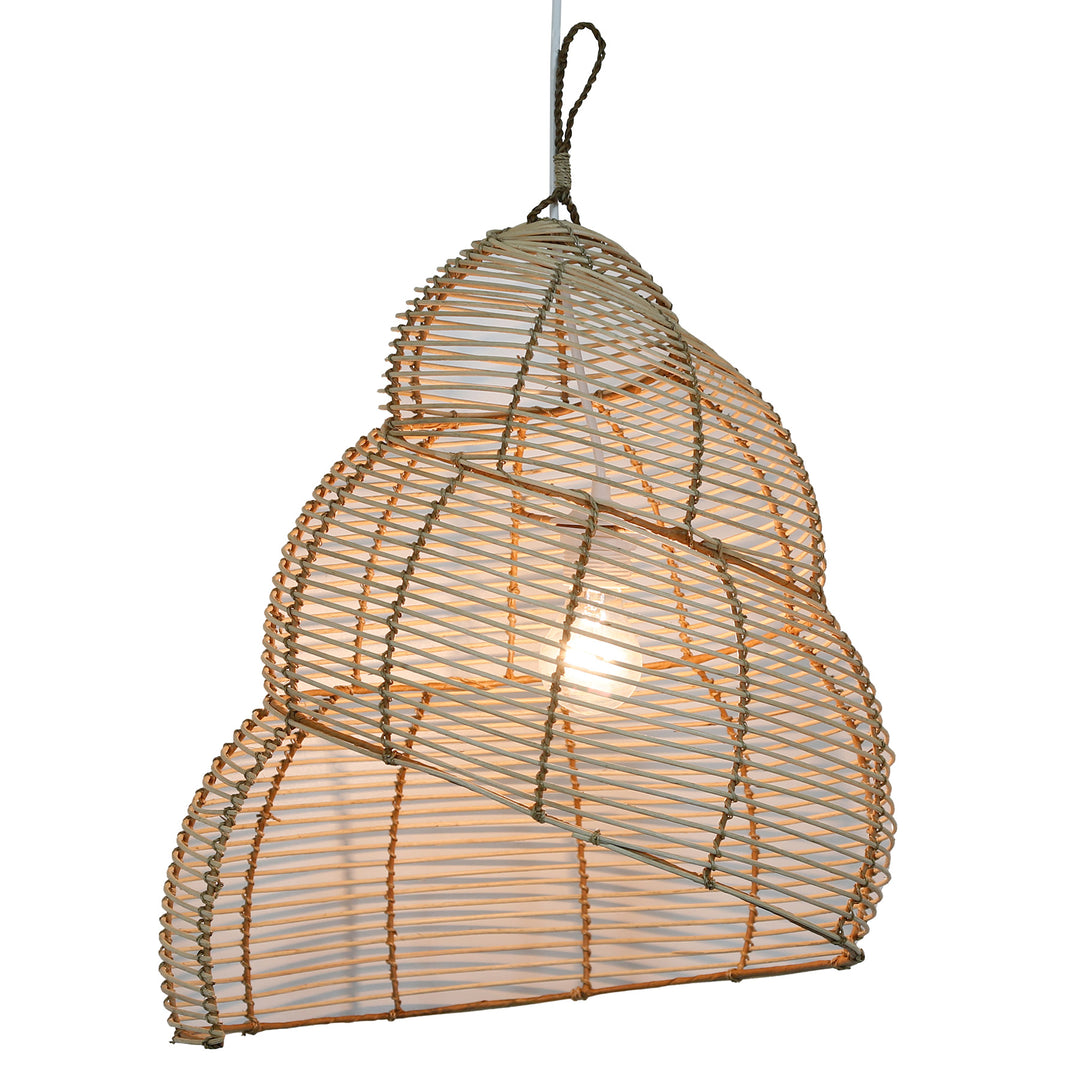 Håndlavet rattan lampeskærm i spiraldesign med blid lystransmission