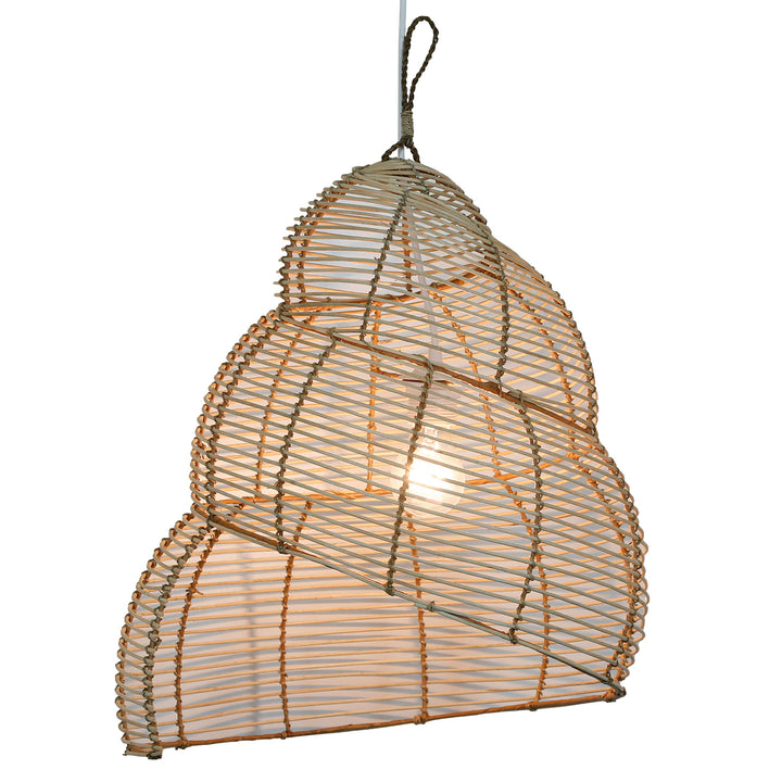 Håndlavet rattan lampeskærm i spiraldesign med blid lystransmission