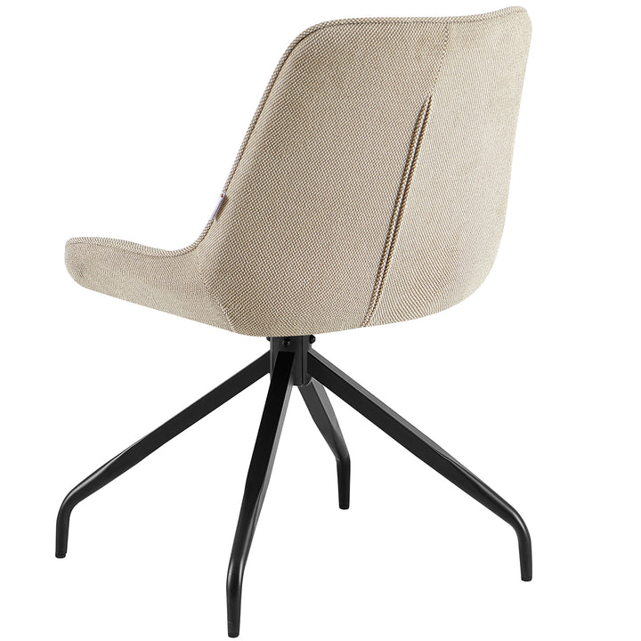 Set bagfra af den polstrede stol kan drejes 360° i brun med sort metalstel - elegant ryglæn med fin struktur og blød polstring